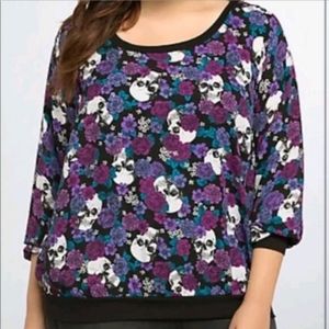 Torrid Floral Skull Chiffon SIZE 3